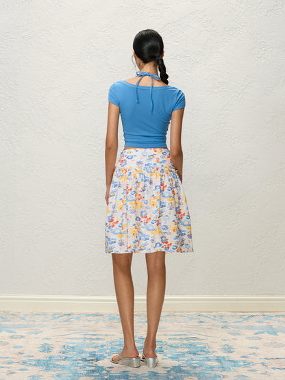 Orange &amp; Blue Halter Layered T-Shirt