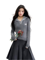 Navy Collar Knit Blouse