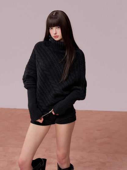 Oversized Cowl Neck Cape Sweater