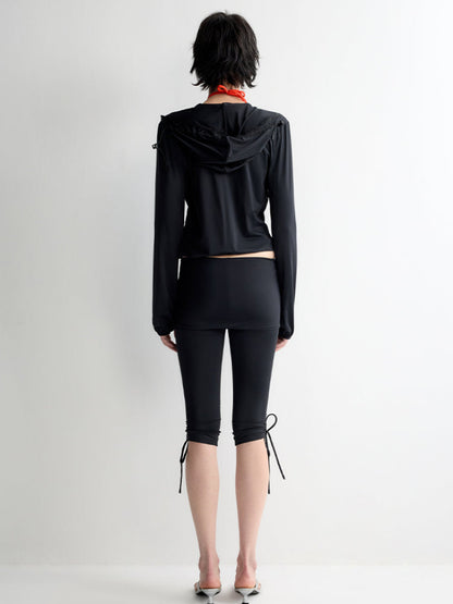 Hooded Drawstring Short Coat