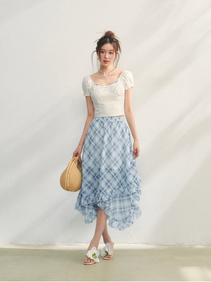 Irregular Ruffle  Top &amp; Midi Skirt Set