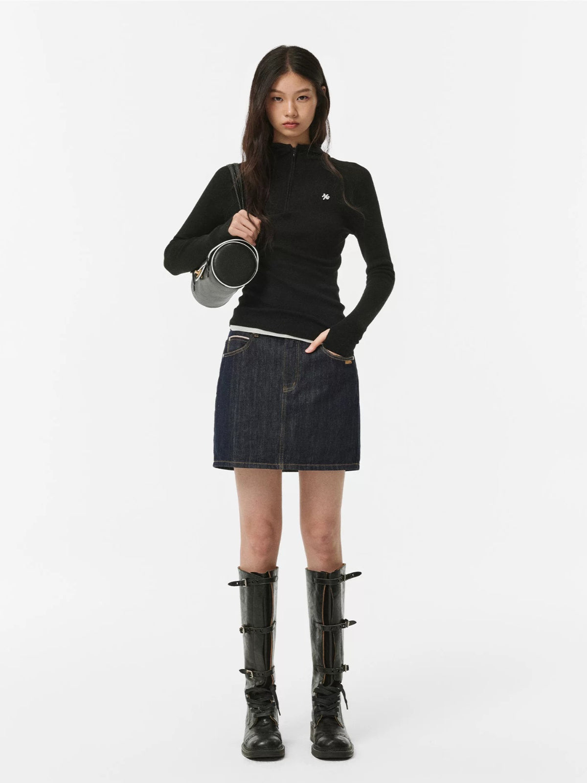 Pure Wool Half-Zip Hooded Sweater