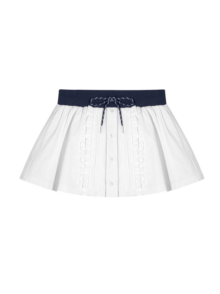 Ruffle Drawstring Mini Skirt