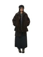 Suede Drawstring Trim Coat