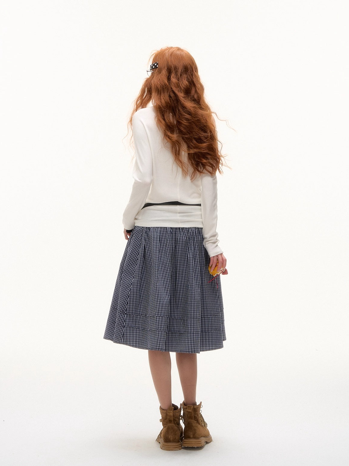 Plaid Pleated Midi Skirt