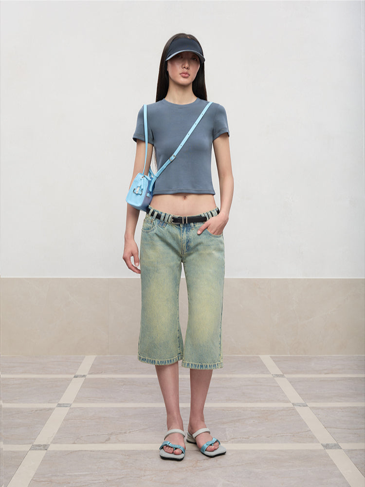 Regular-Shoulder Round Neck Short-Sleeve T-Shirt