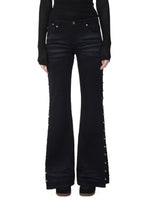 Studded Flared Denim Whisker Detailing Jeans