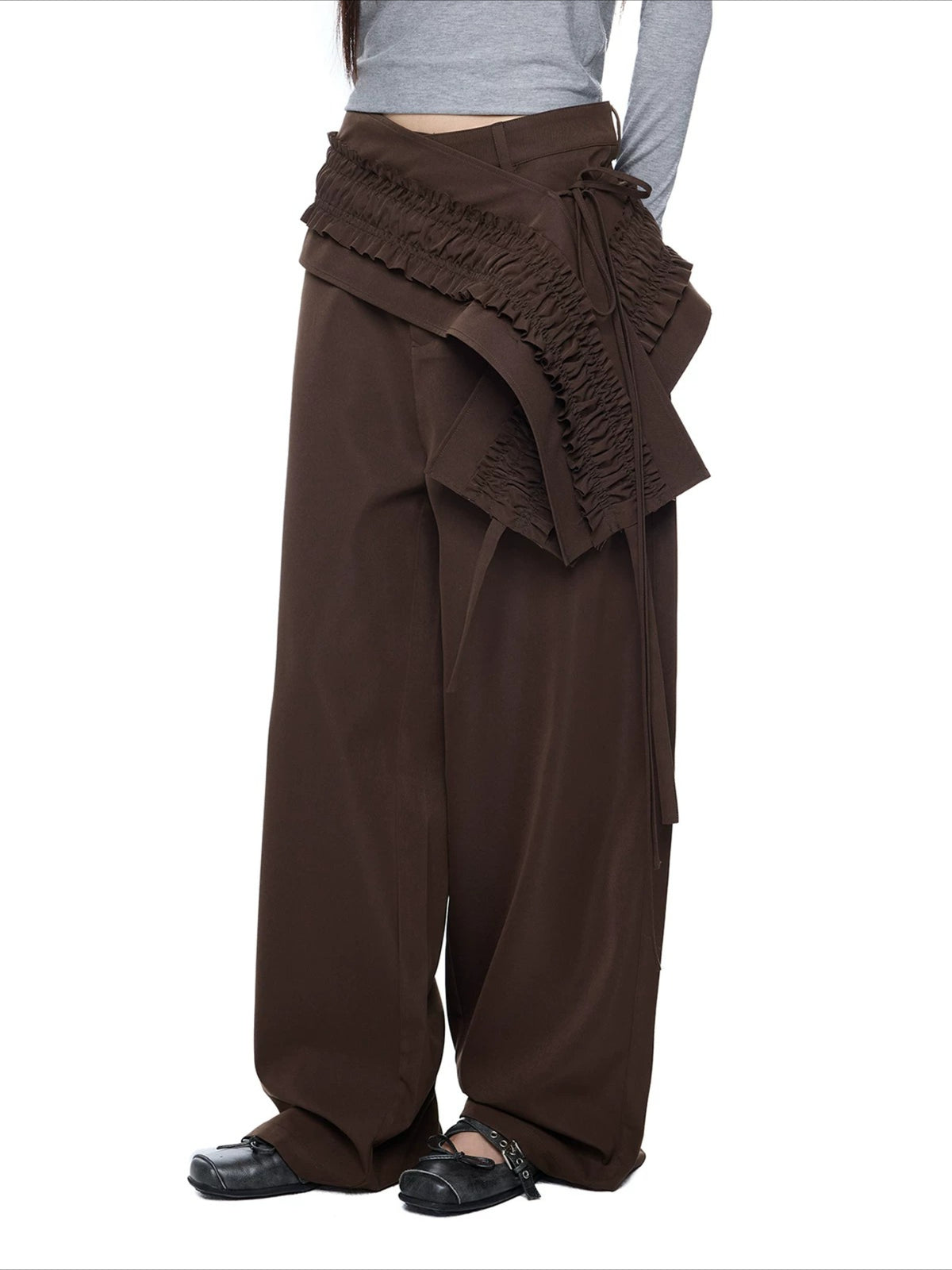 Ruffled Overlay Trousers