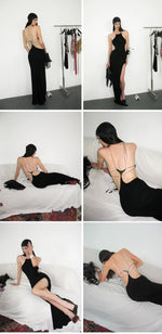 Cross-Back Halter Maxi Dress