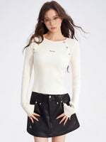 Studded Faux Leather A-Line Skirt