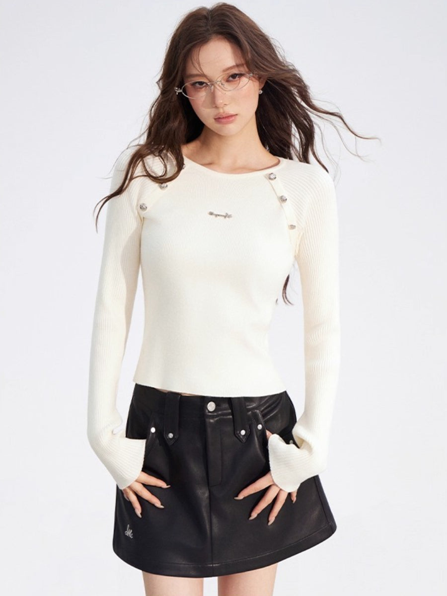 Studded Faux Leather A-Line Skirt