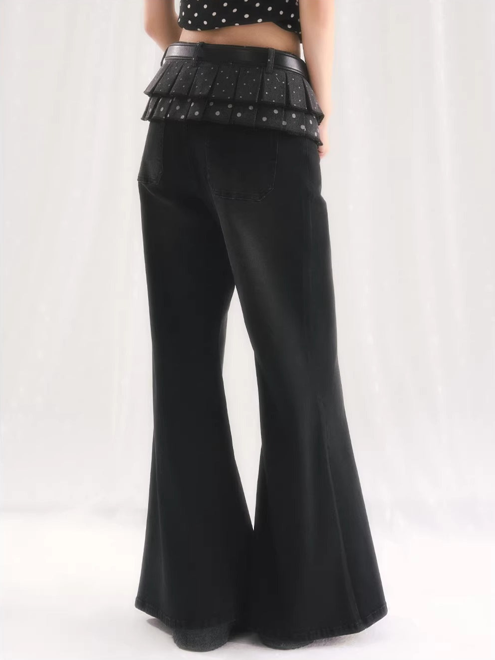Black Detachable Flare Jeans