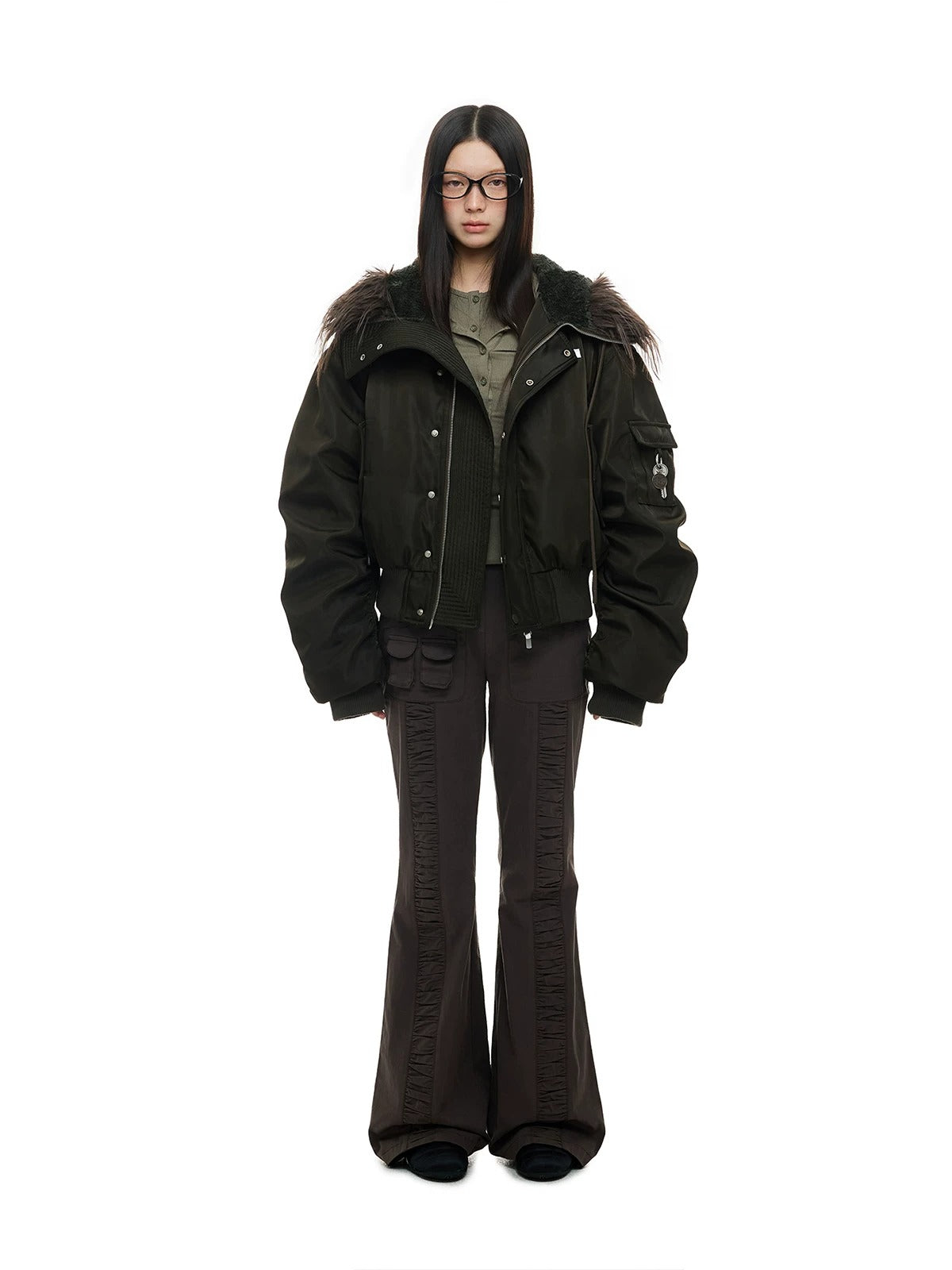 Vintage Hooded Fur Collar Down