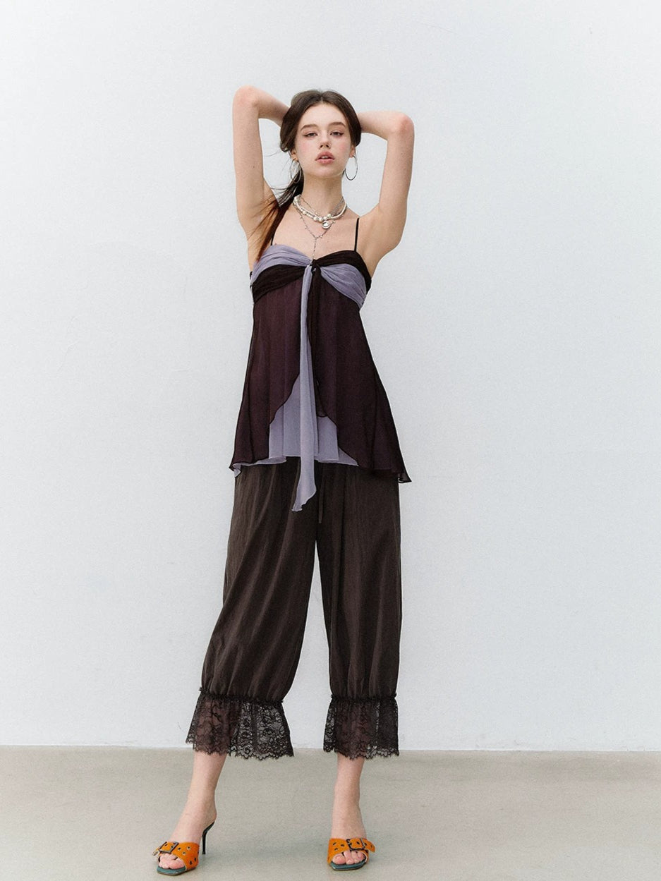 Apricot &amp; Purple Catcher Chiffon Top