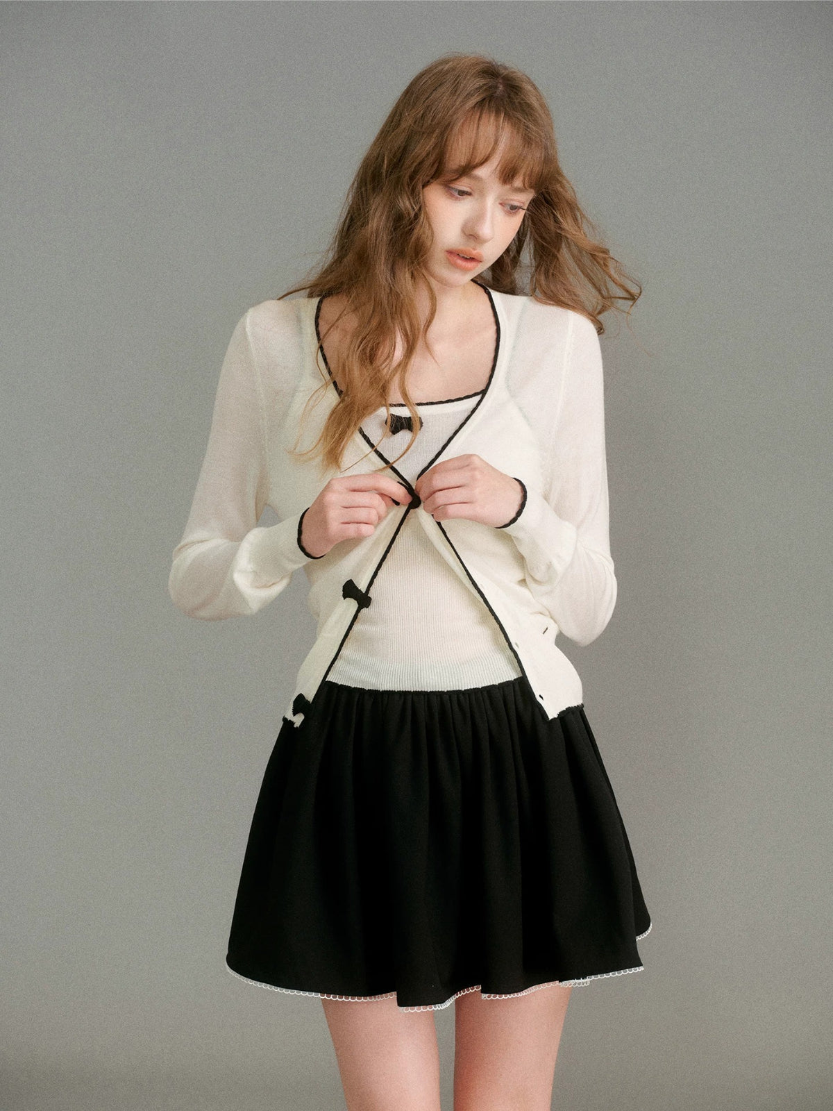 Bow Trim Knit Set