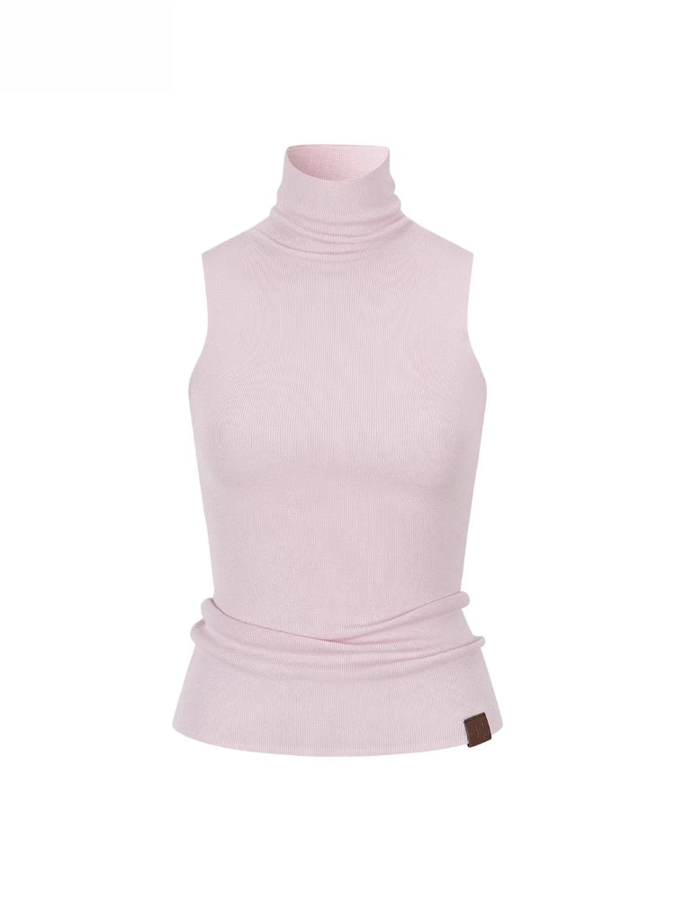 High Neck Sleeveless Knit Top