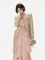 Sequin Tweed Tie Waist Jacket