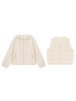 Hooded Fleece Down Vest Two-Piece Set