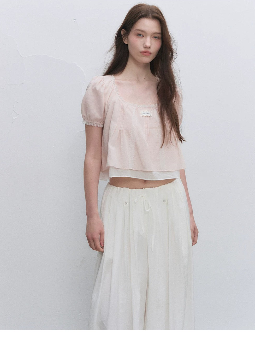 Square Neck Lace Crop Top