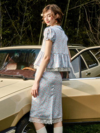 Rose Print Skirt Set