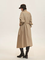 Khaki Waterfall Collar Trench Coat
