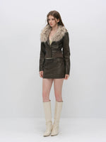 Vintage Fur Collar PU Jacket