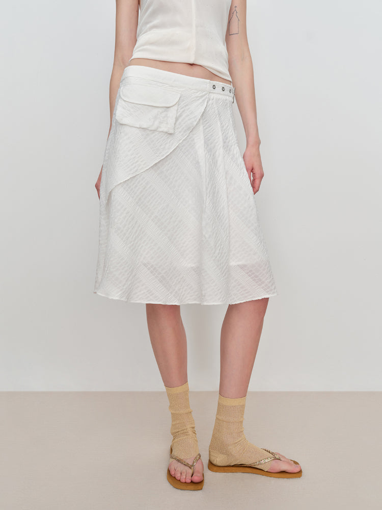 Irregular Jacquard Plaid A-line Skirt