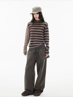 Detachable Skirt Panel Straight Leg Pants