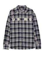 Blue & Red Fringed Plaid Shirt