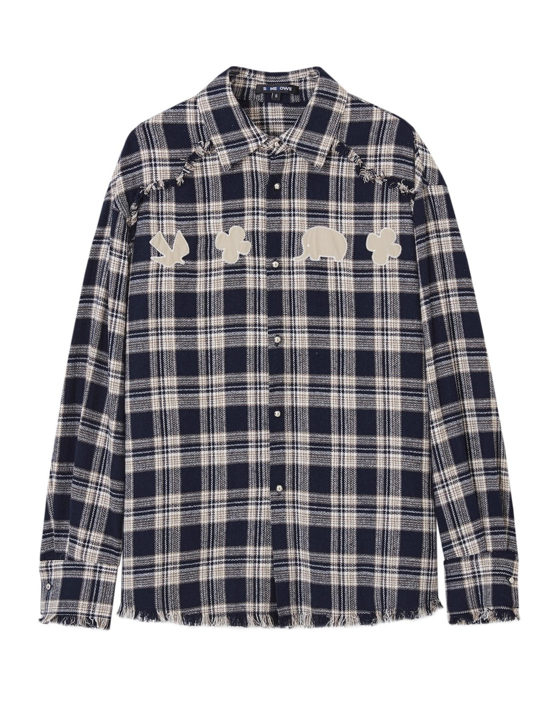 Blue &amp; Red Fringed Plaid Shirt