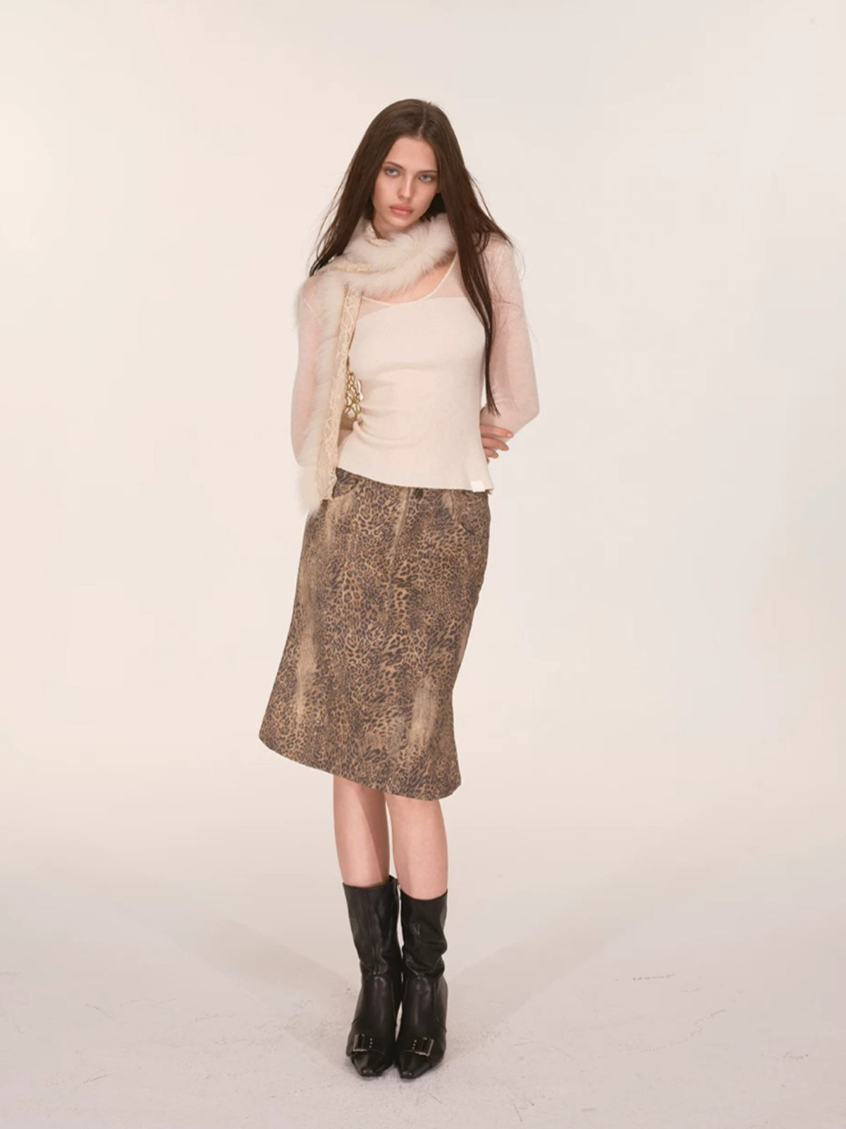 Sheer Mesh Layered Knit Top