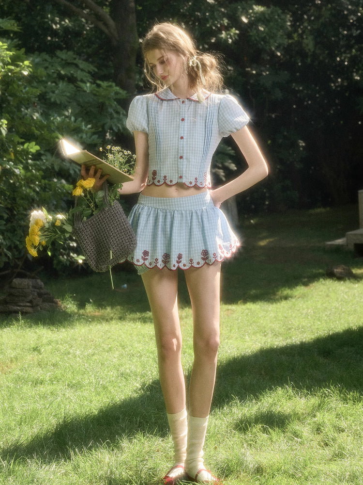 Lace Embroidered Airy Shirt &amp; Skirt Set