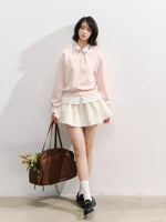 Layered Rose Crystal Collar 2-in-1 Sweatshirt