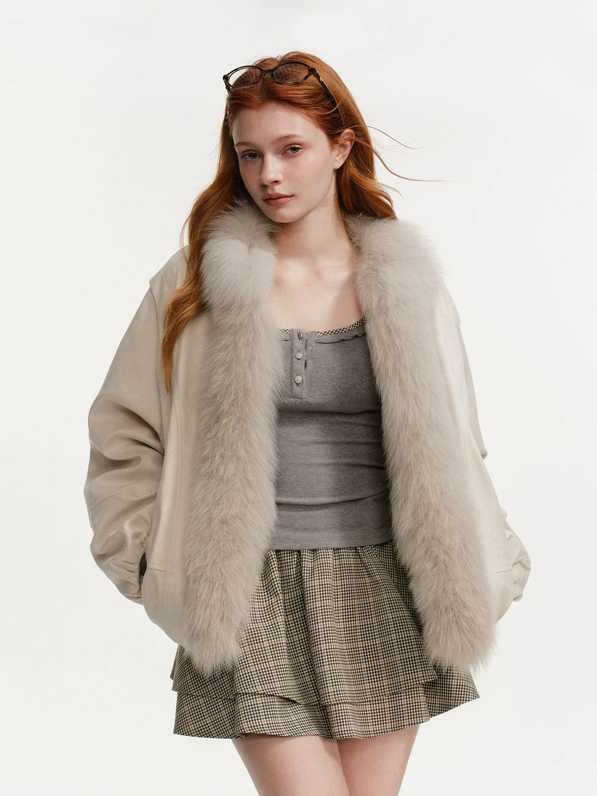 Fox Fur Loose Cropped Thick Coat