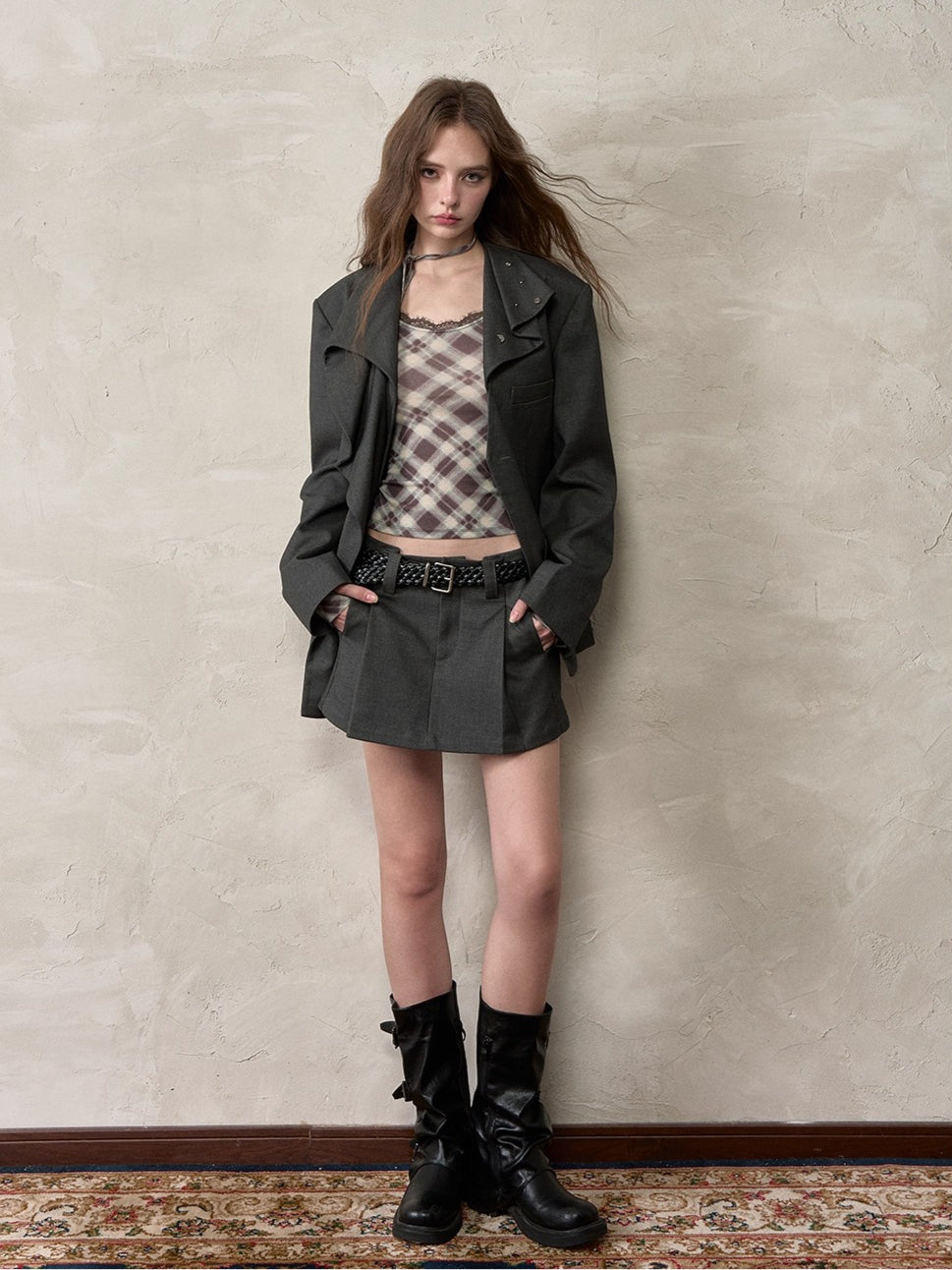 Black Braided Logo Belt