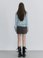 Asymmetric Floral Openwork Knit Top