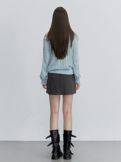 Asymmetric Floral Openwork Knit Top
