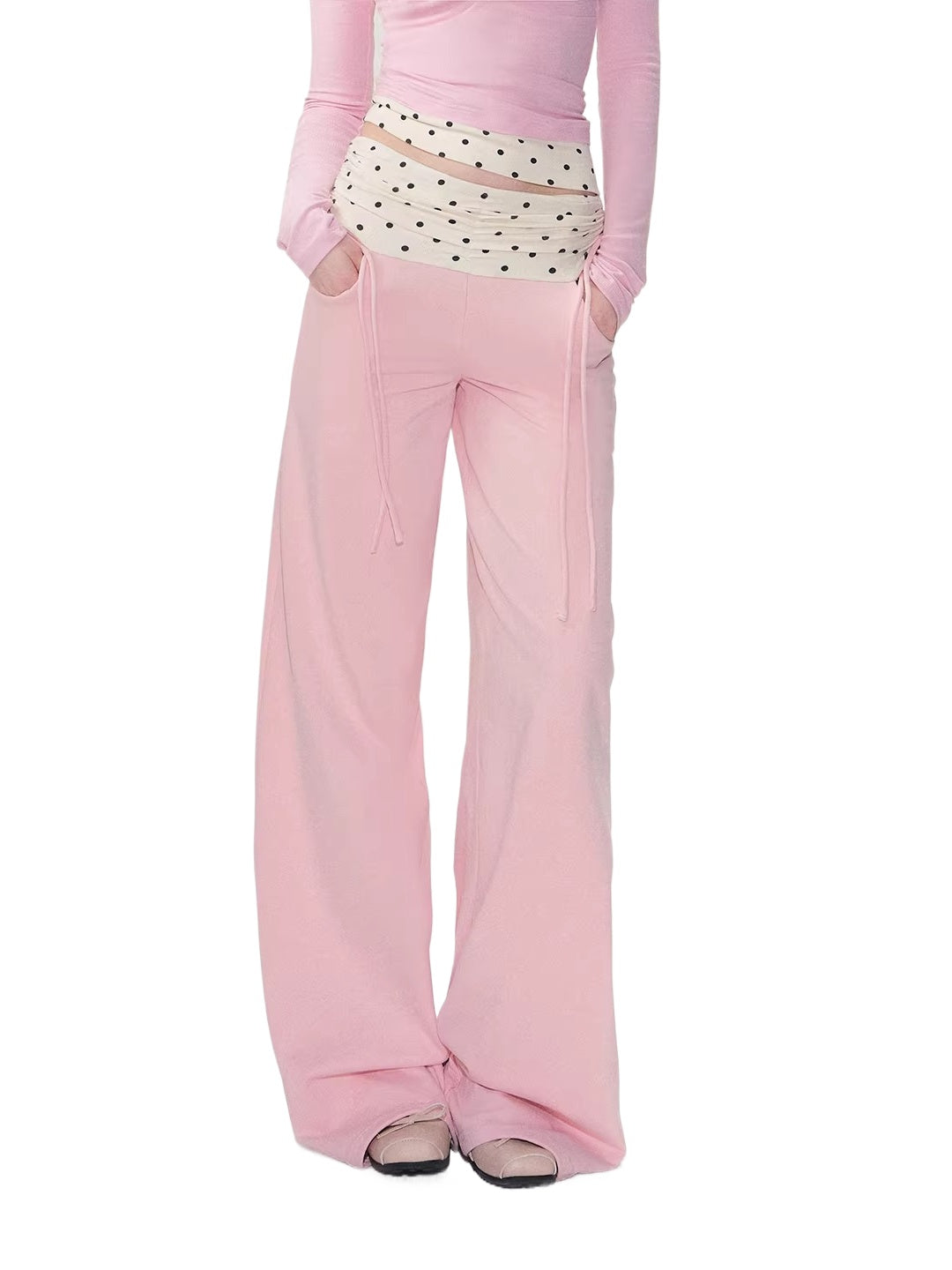 Pink Contrast Polka Pants