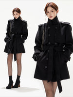 Black Belted Double-Breasted Coat