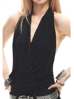 Studded Halter Ruched Crop Top