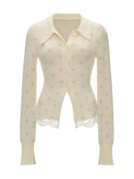 Lace Trim Floral Knit Cardigan
