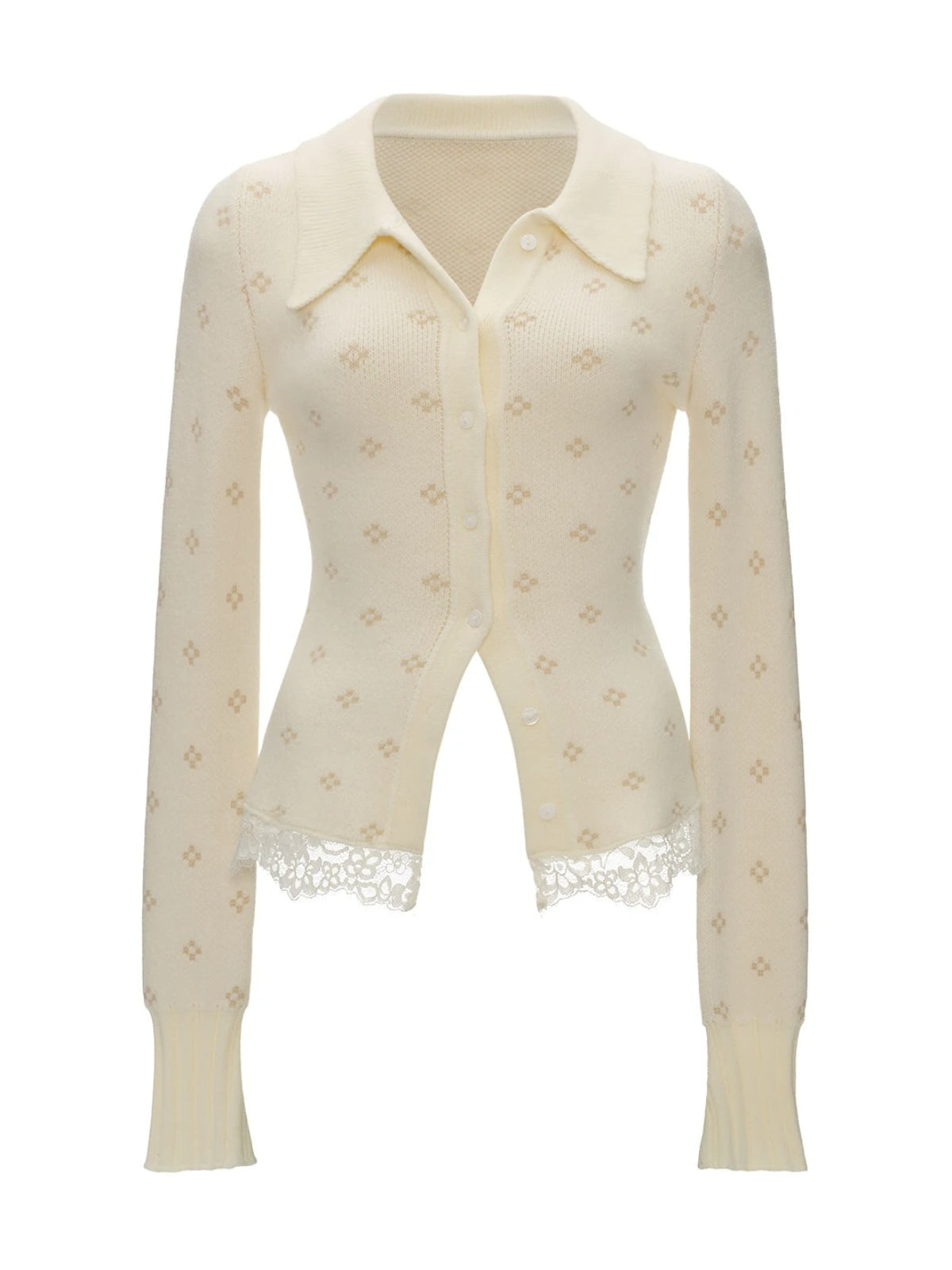 Lace Trim Floral Knit Cardigan
