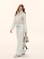Stand-Collar Quilted Down Jacket Set