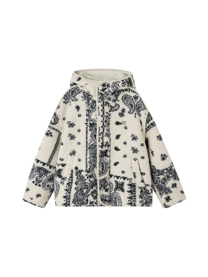 Jacquard Fleece Hooded Casual Jacket