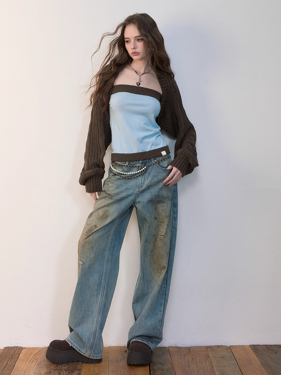 Colorblock Wool Bustier Set