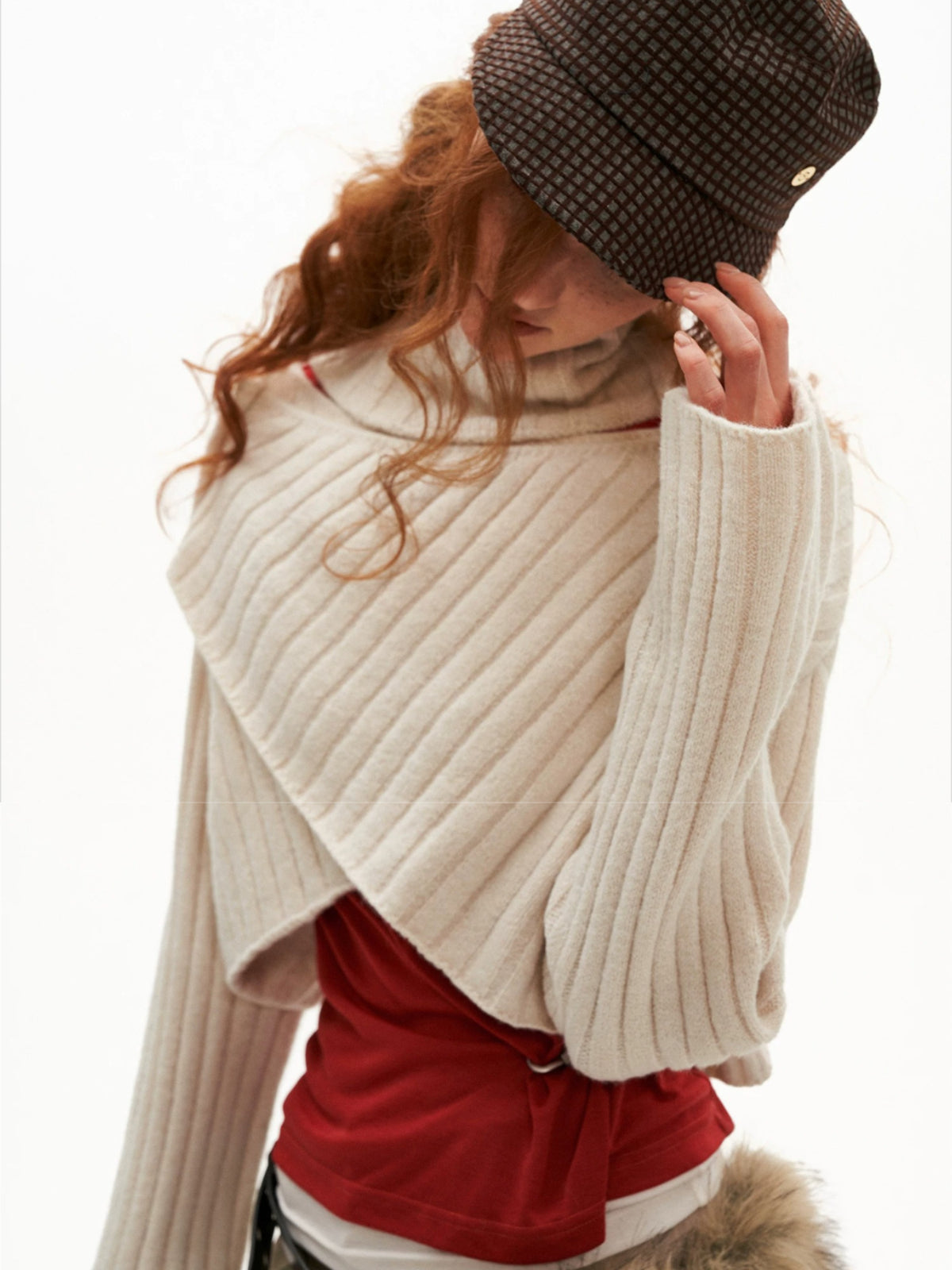 Cross Neck Recycled Knit Sweater