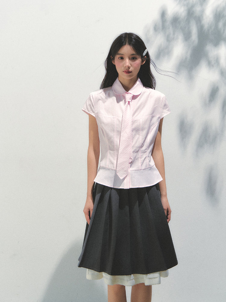 Pink Checkered Colorful Button Tie Shirt