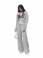 Distressed Print Hoodie Pants Set