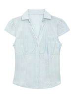 Lace Stripe Crop Blouse