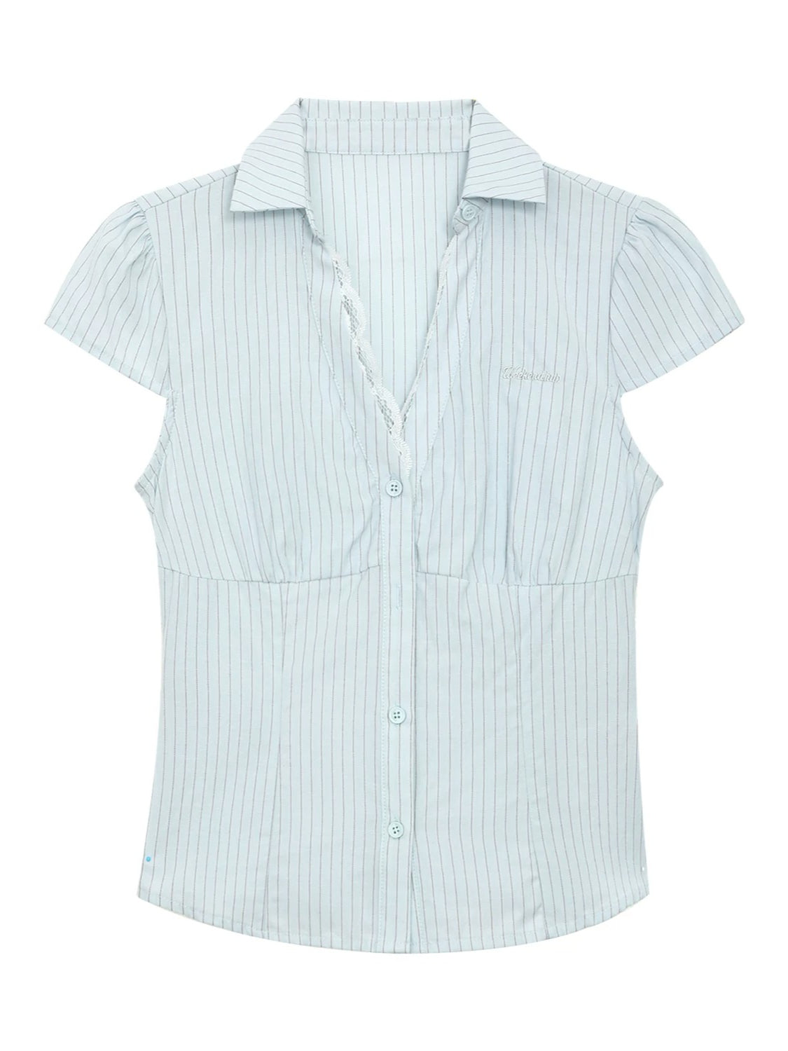 Lace Stripe Crop Blouse